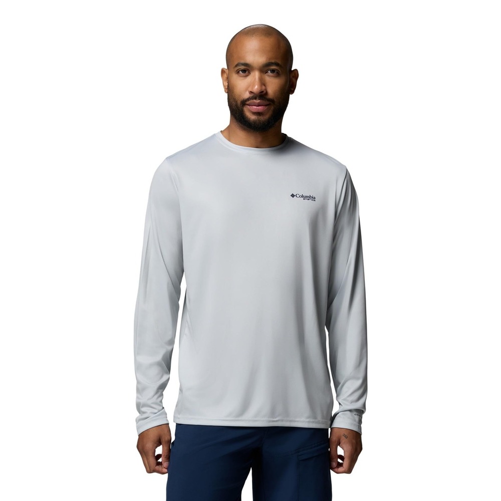 Columbia PFG Terminal Tackle Fishing Shirt Dare Devil Graphic Grey Small 2156791